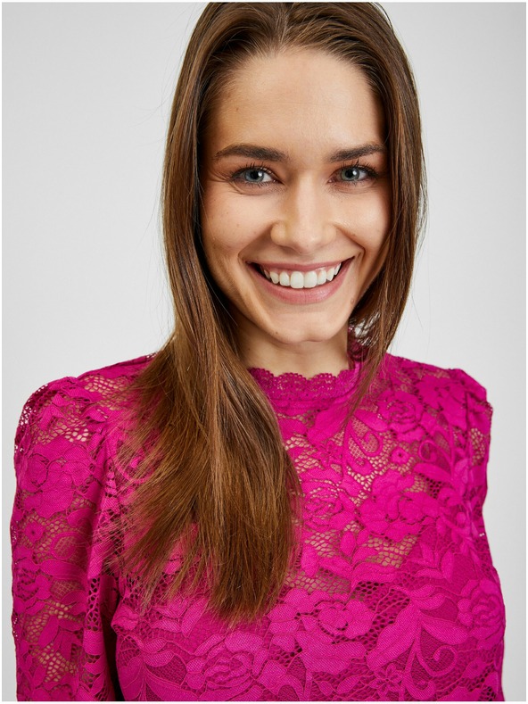 Orsay Tmavo ružové dámske čipkované tričko ORSAY