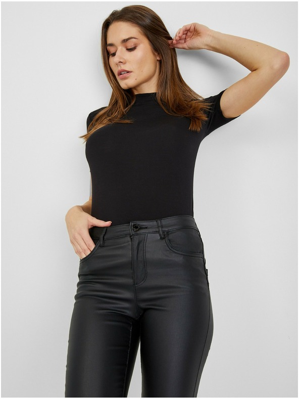 Orsay Čierne dámske kožené nohavice ORSAY