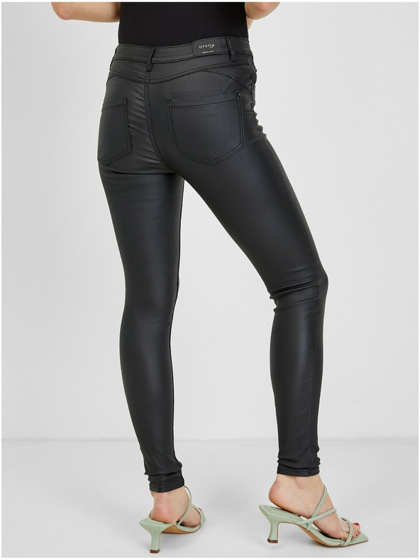 Orsay Čierne dámske kožené nohavice ORSAY