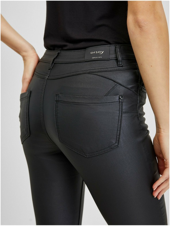 Orsay Čierne dámske kožené nohavice ORSAY