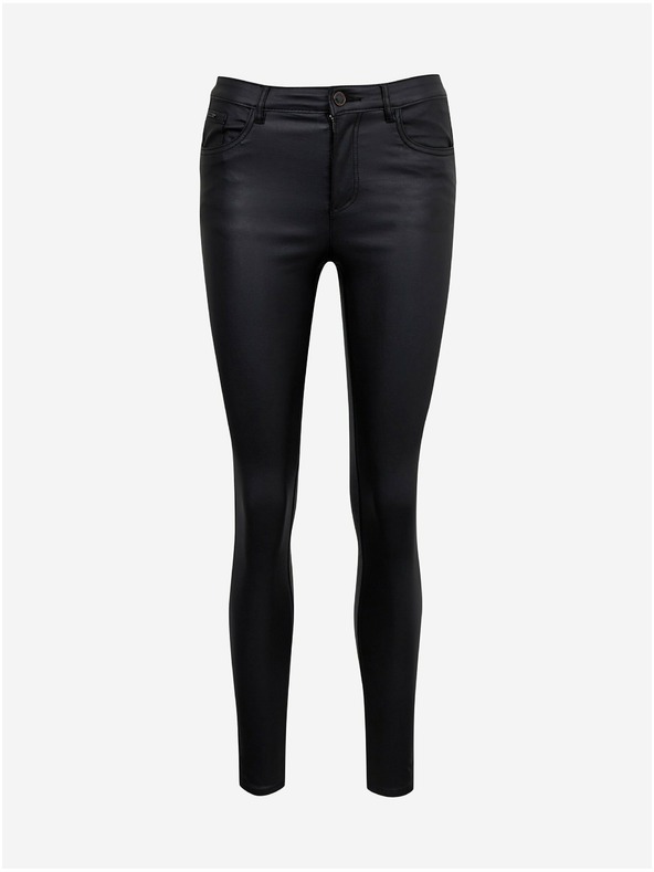 Orsay Čierne dámske kožené nohavice ORSAY