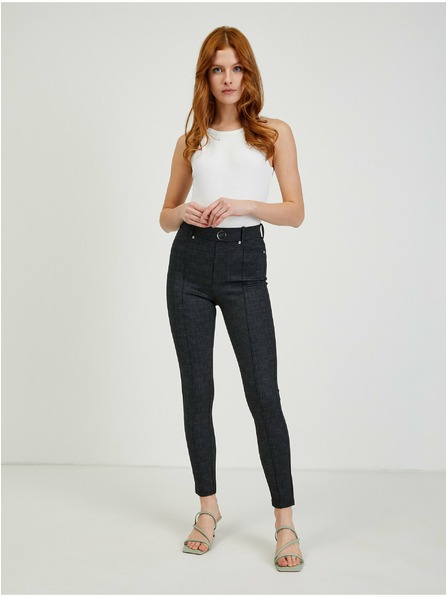 Orsay Tmavosivé dámske kárované nohavice ORSAY