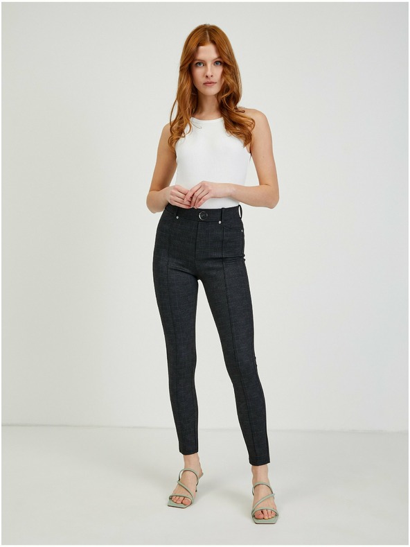 Orsay Tmavosivé dámske kárované nohavice ORSAY