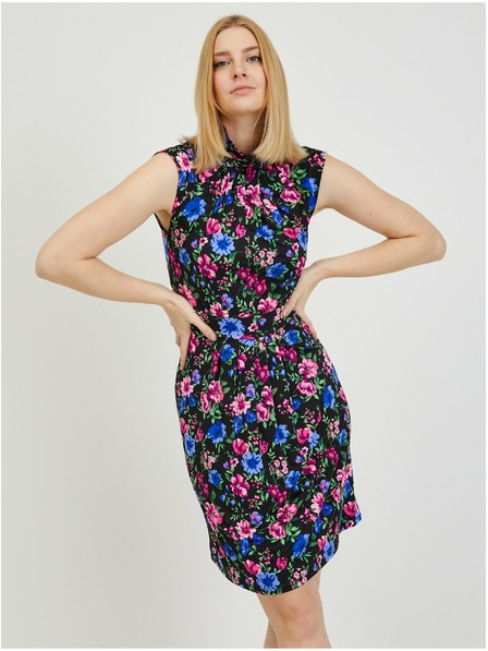 Orsay Čierne dámske plášťové šaty ORSAY s kvetinovým vzorom