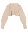 Orsay Béžový rebrovaný krátky kardigán s balónovými rukávmi ORSAY