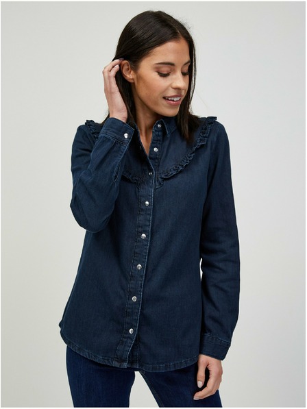 Orsay Tmavomodrá džínsová košeľa ORSAY