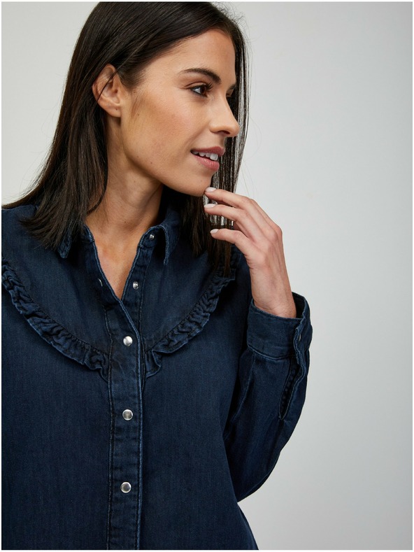 Orsay Tmavomodrá džínsová košeľa ORSAY