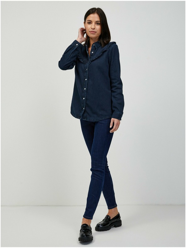 Orsay Tmavomodrá džínsová košeľa ORSAY