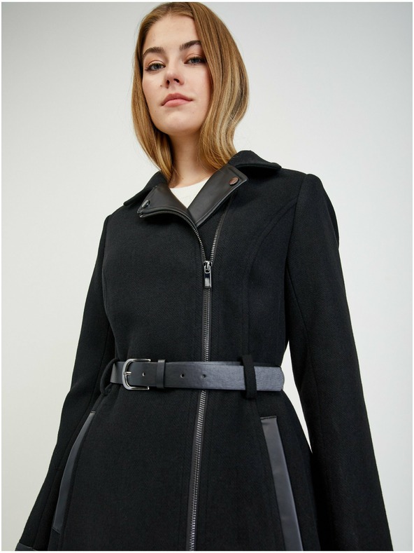 Orsay Čierny dámsky zimný kabát s vlnou ORSAY