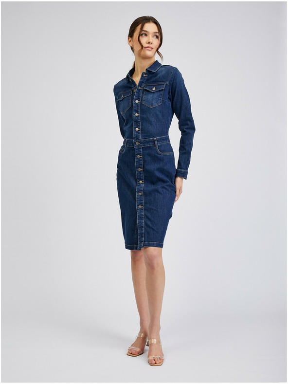 Orsay Tmavomodré dámske džínsové šaty ORSAY