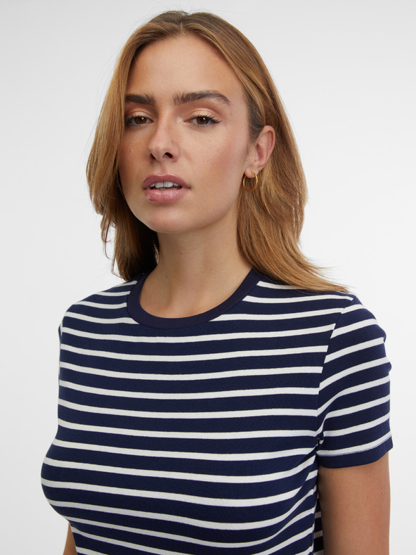 Orsay Tmavomodré dámske pruhované tričko ORSAY