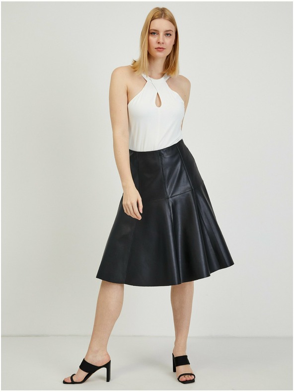 Orsay Čierna dámska koženková sukňa ORSAY