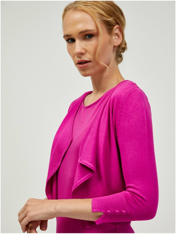 Orsay Tmavoružový krátky kardigán s trojštvrťovými rukávmi ORSAY