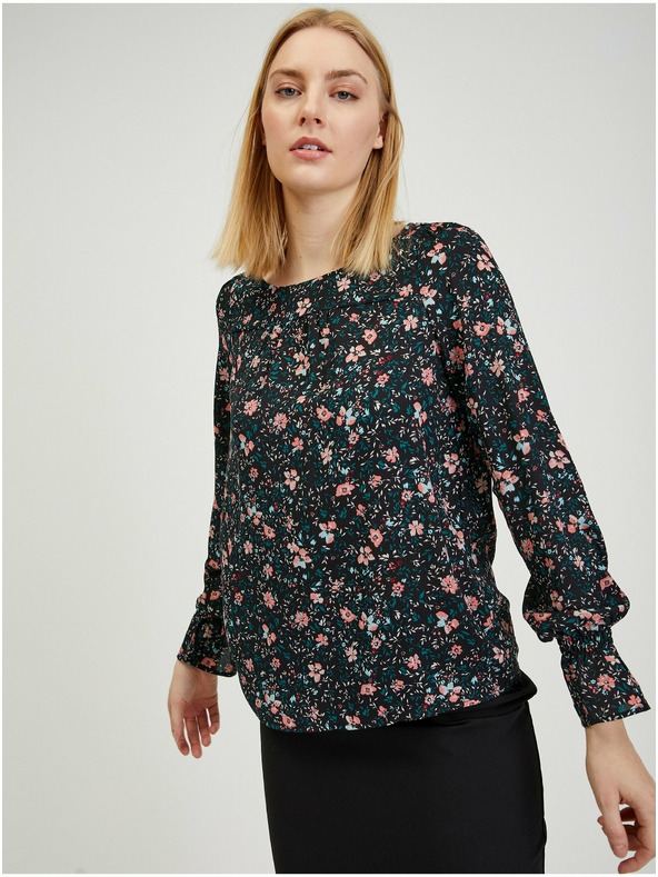 Orsay Čierna dámska kvetovaná blúzka ORSAY