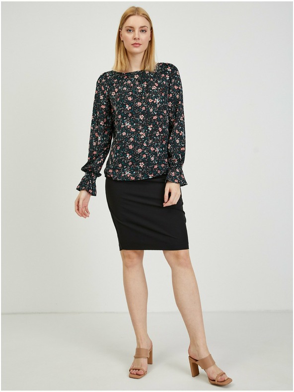 Orsay Čierna dámska kvetovaná blúzka ORSAY
