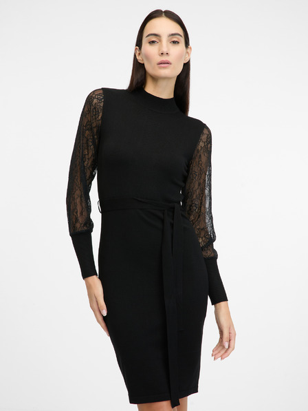 Orsay Čierne dámske šaty ku kolenám ORSAY