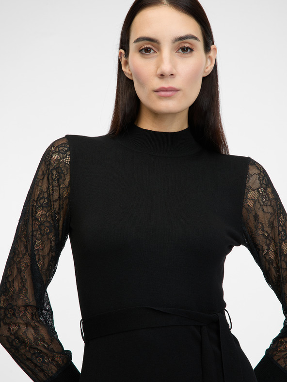 Orsay Čierne dámske šaty ku kolenám ORSAY