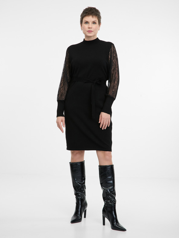 Orsay Čierne dámske šaty ku kolenám ORSAY