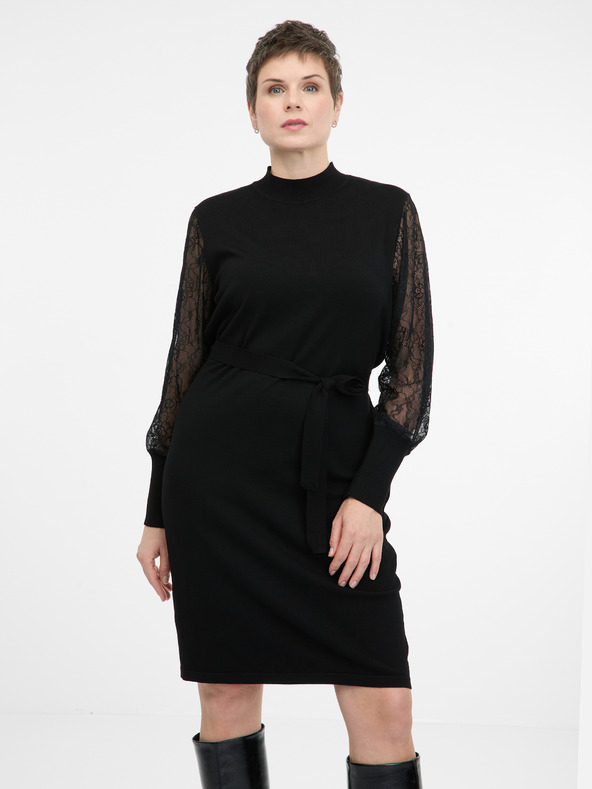 Orsay Čierne dámske šaty ku kolenám ORSAY