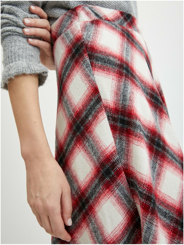 Orsay Červená dámska kockovaná sukňa ORSAY