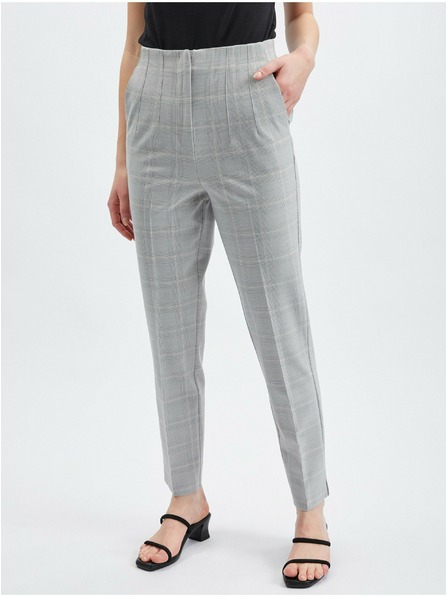 Orsay Svetlošedé dámske kárované nohavice rovného strihu ORSAY