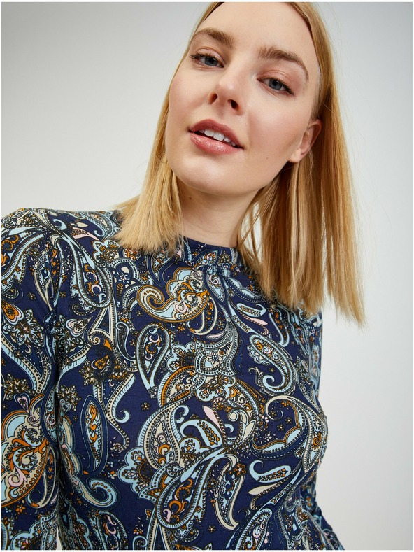 Orsay Tmavomodré dámske vzorované šaty ORSAY