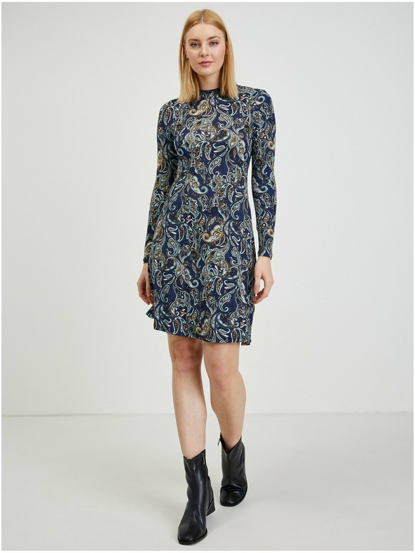 Orsay Tmavomodré dámske vzorované šaty ORSAY