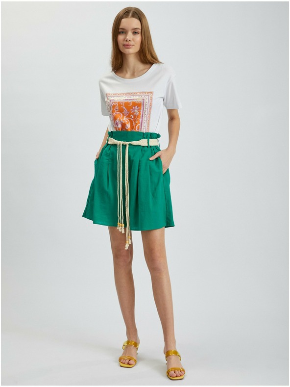 Orsay Zelené dámske plátené šortky ORSAY