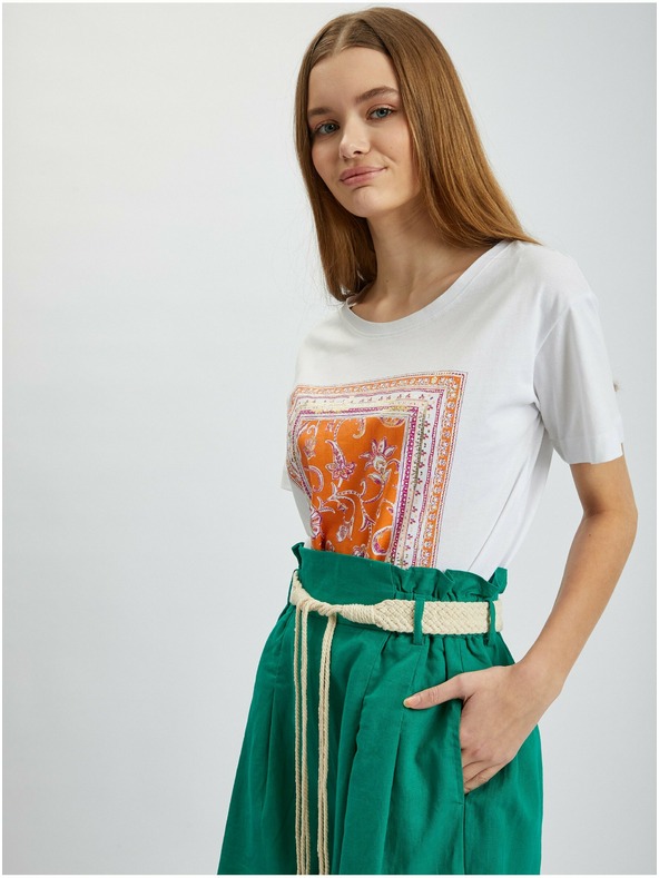 Orsay Zelené dámske plátené šortky ORSAY