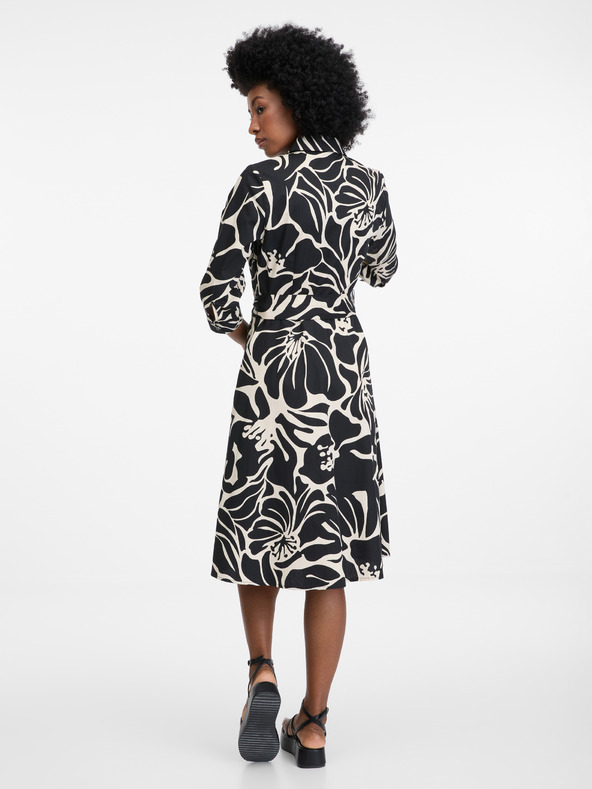 Orsay Čierne dámske vzorované košeľové šaty ORSAY