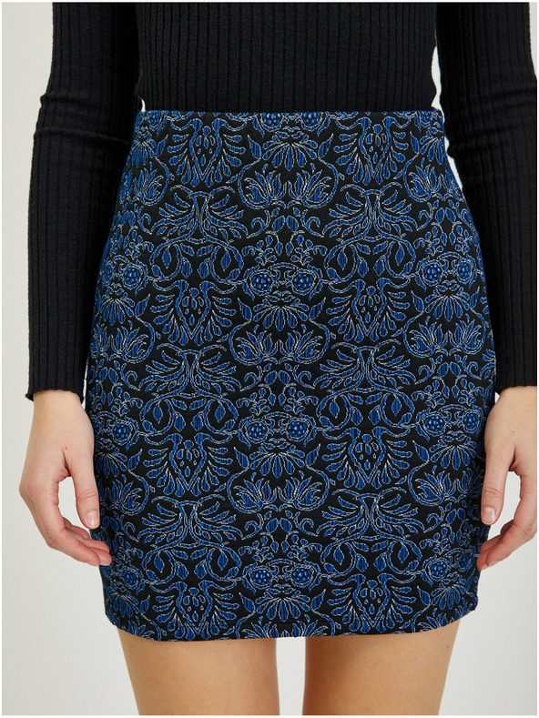Orsay Tmavomodrá dámska vzorovaná minisukňa ORSAY