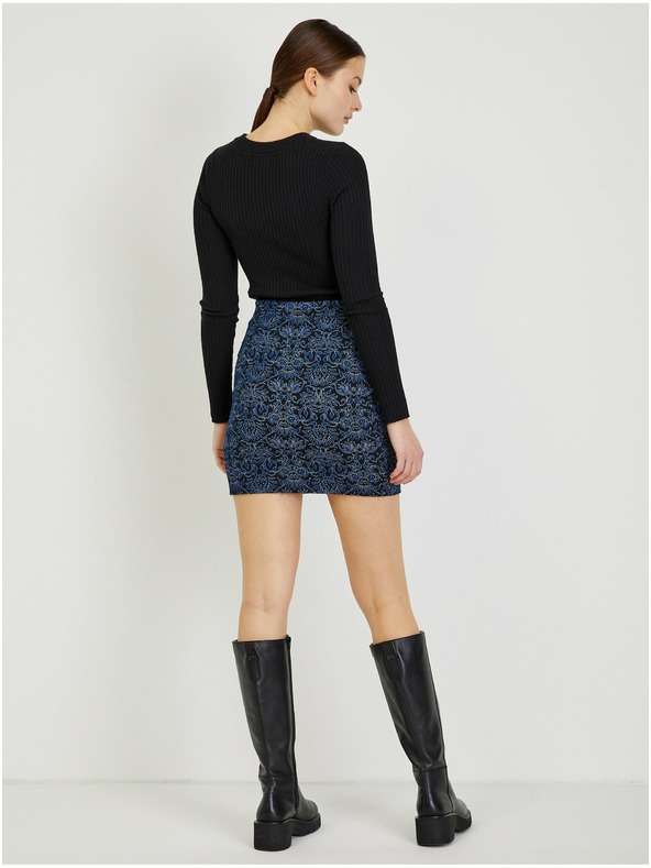 Orsay Tmavomodrá dámska vzorovaná minisukňa ORSAY