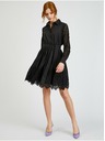 Orsay Čierne dámske dierkované košeľové šaty so zaväzovaním ORSAY