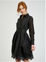 Orsay Čierne dámske dierkované košeľové šaty so zaväzovaním ORSAY
