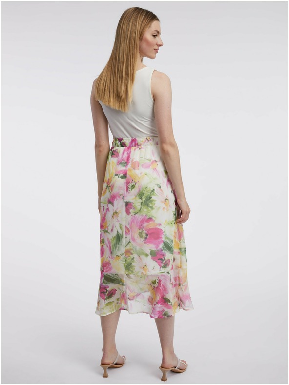 Orsay Ružovo-biela dámska kvetinová midi sukňa ORSAY