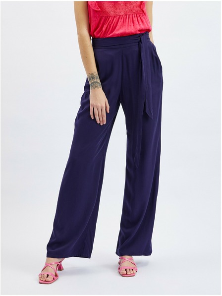 Orsay Tmavomodré dámske nohavice so širokými nohavicami ORSAY