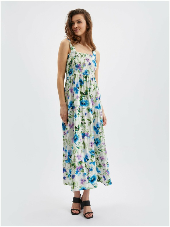 Orsay Modré a krémové dámske kvetinové šaty ORSAY