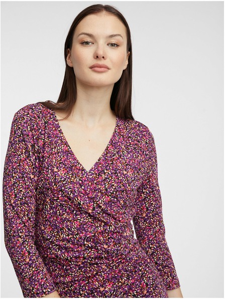 Orsay Fialové dámske vzorované puzdrové šaty ORSAY