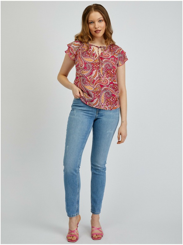 Orsay Červeno-ružová dámska vzorovaná blúzka ORSAY