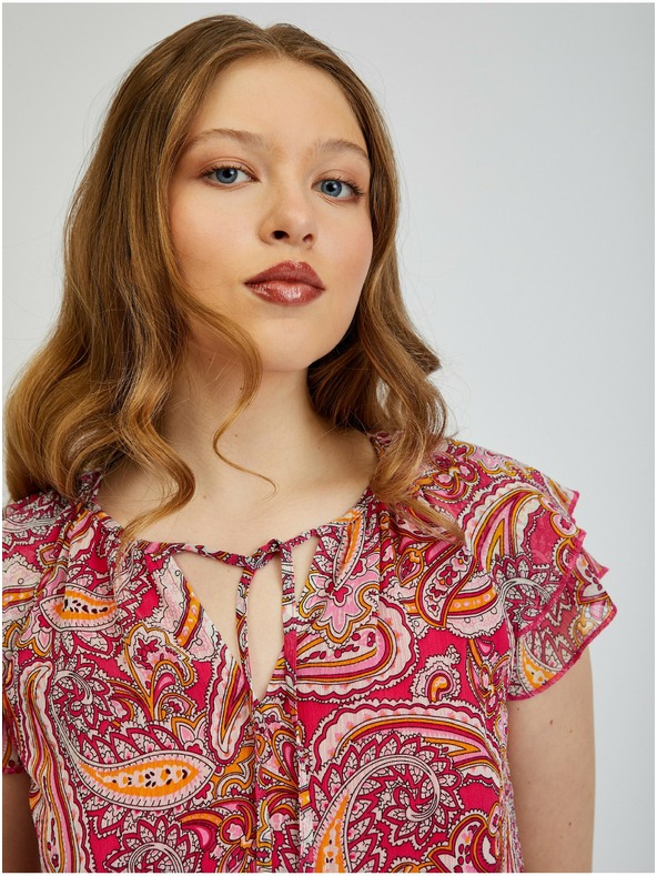 Orsay Červeno-ružová dámska vzorovaná blúzka ORSAY