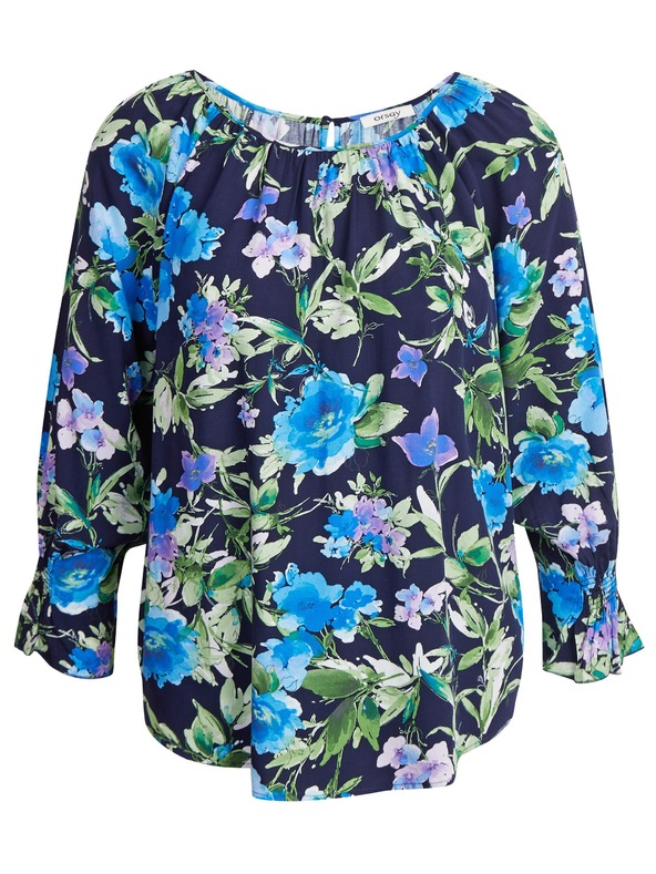 Orsay Tmavomodrá dámska kvetovaná blúzka ORSAY