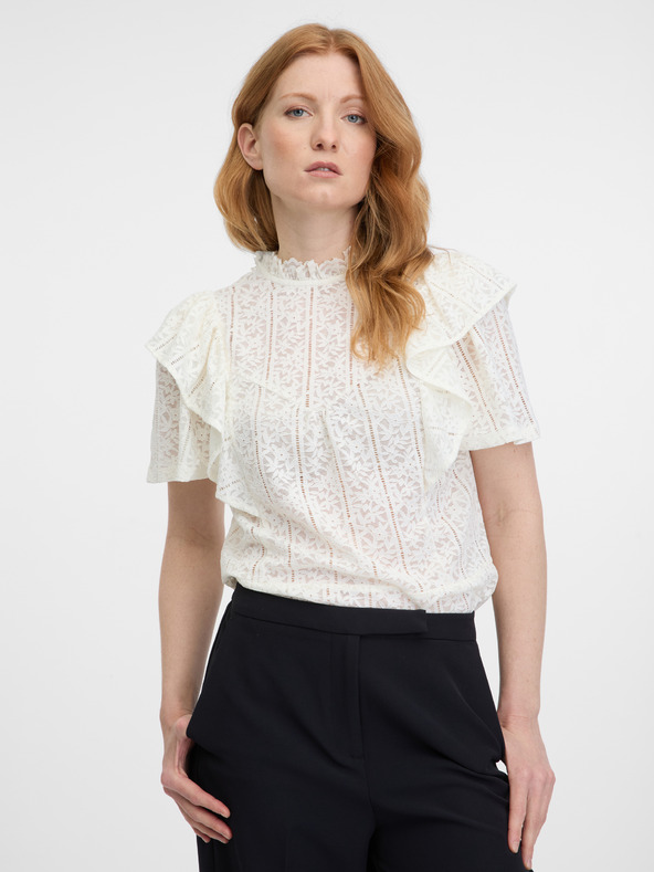 Orsay Biela dámska krajková blúzka ORSAY