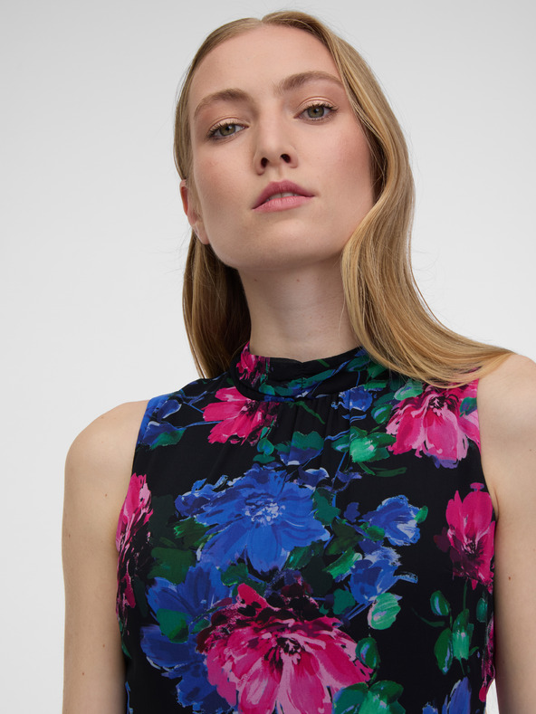 Orsay Čierne dámske kvetované maxi šaty ORSAY