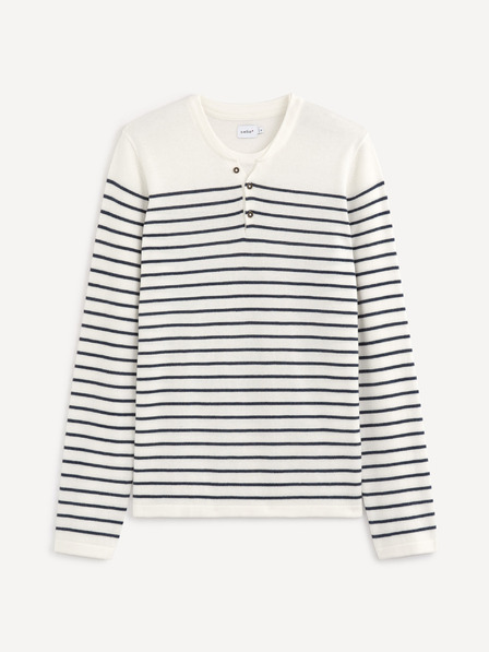 Celio Modro-biely pánsky pruhovaný sveter Celio