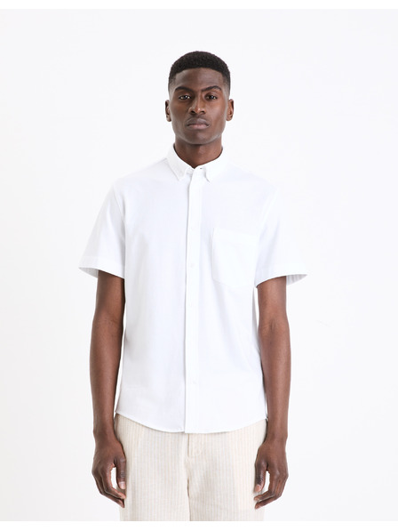 Celio Biela pánska košeľa s krátkym rukávom Celio Barik