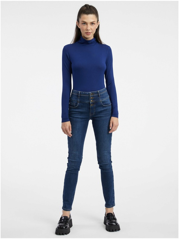 Orsay Tmavo modré dámske tričko so stojačkou ORSAY