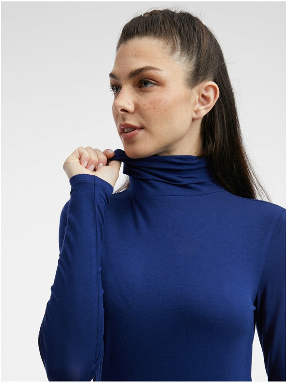 Orsay Tmavo modré dámske tričko so stojačkou ORSAY