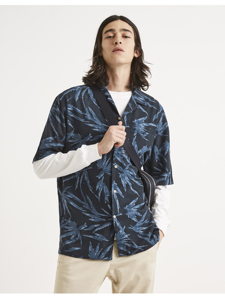 Celio Modro-čierne pánske vzorované tričko Celio Tallinnpal