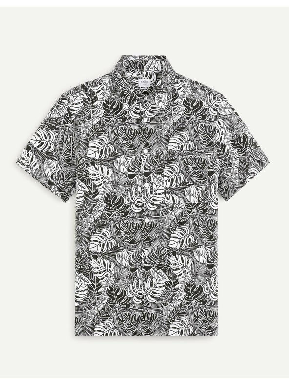 Celio Bielo-čierna vzorovaná pánska košeľa Celio Daprinti