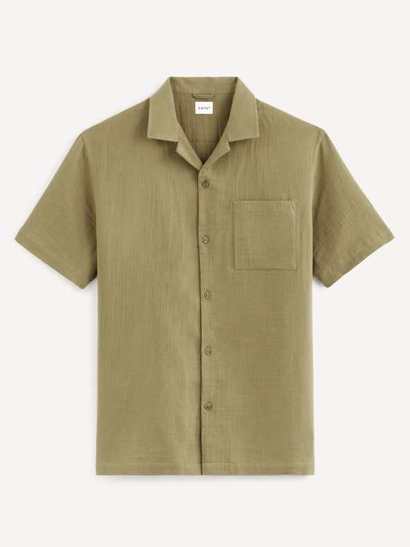 Celio Khaki pánska košeľa s vreckom Celio